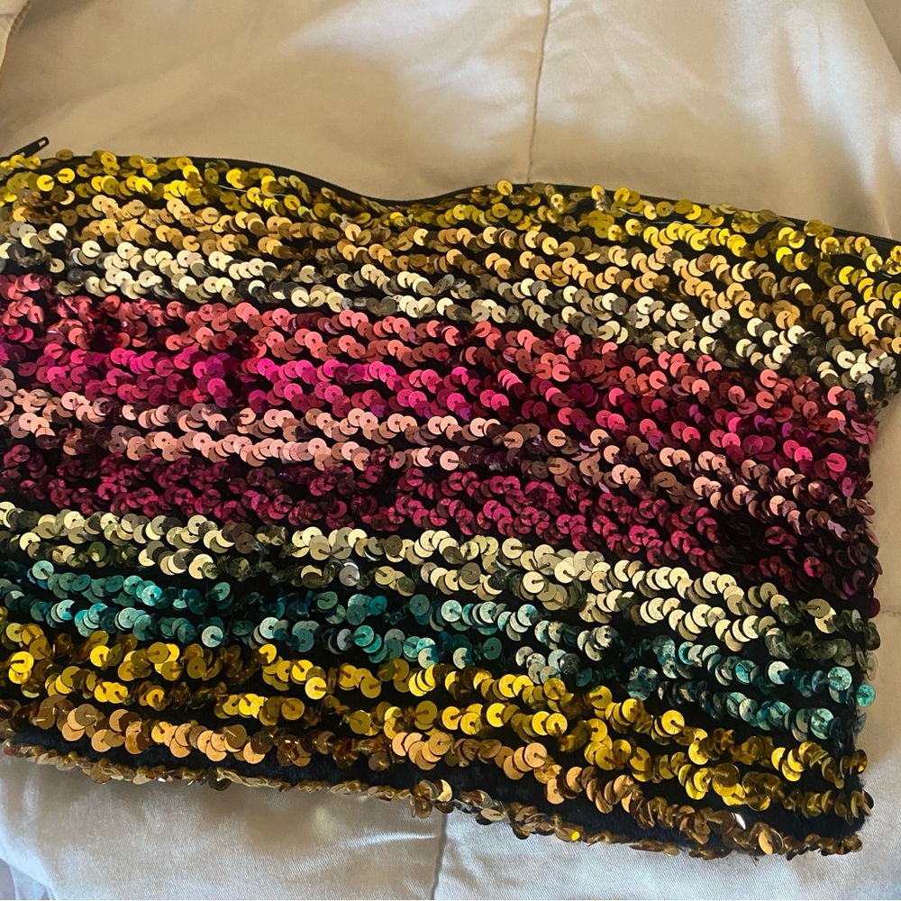 Sequin Stripe Wristlet Clutch in Multi-Color